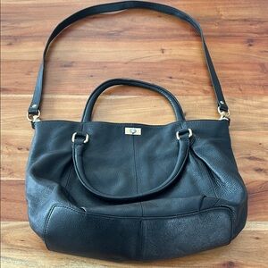 J Crew Large Satchel Hobo Bag in black pebbled leather